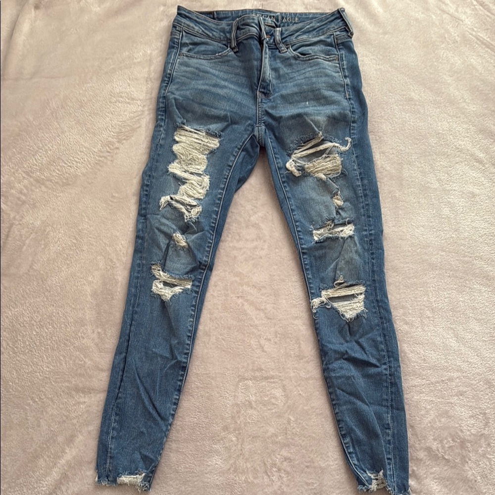 American Eagle Outfitters Ripped Blue Skinny Jeans